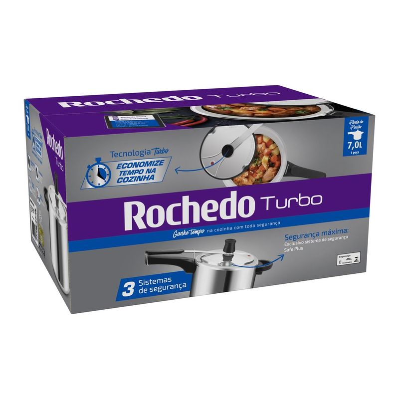 PANELA DE PRESSÃO ROCHEDO TURBO POLIDA 7L - Cei Norte Decorações