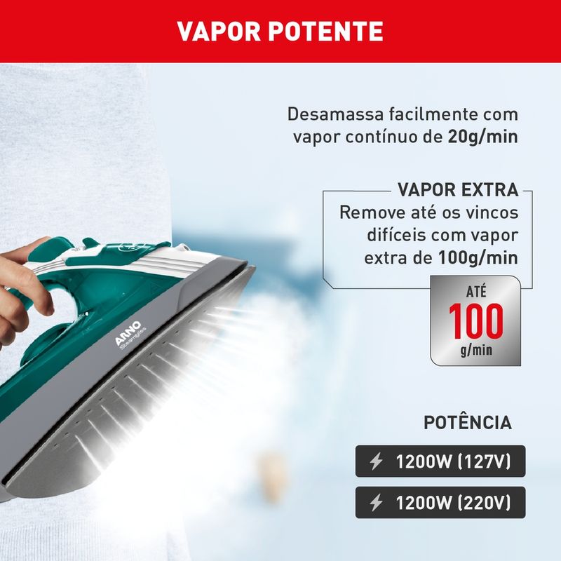 Ferro-a-Vapor-Eletrico-Arno-Steamgliss-Base-Antiaderente-Verde-FSGP---220V