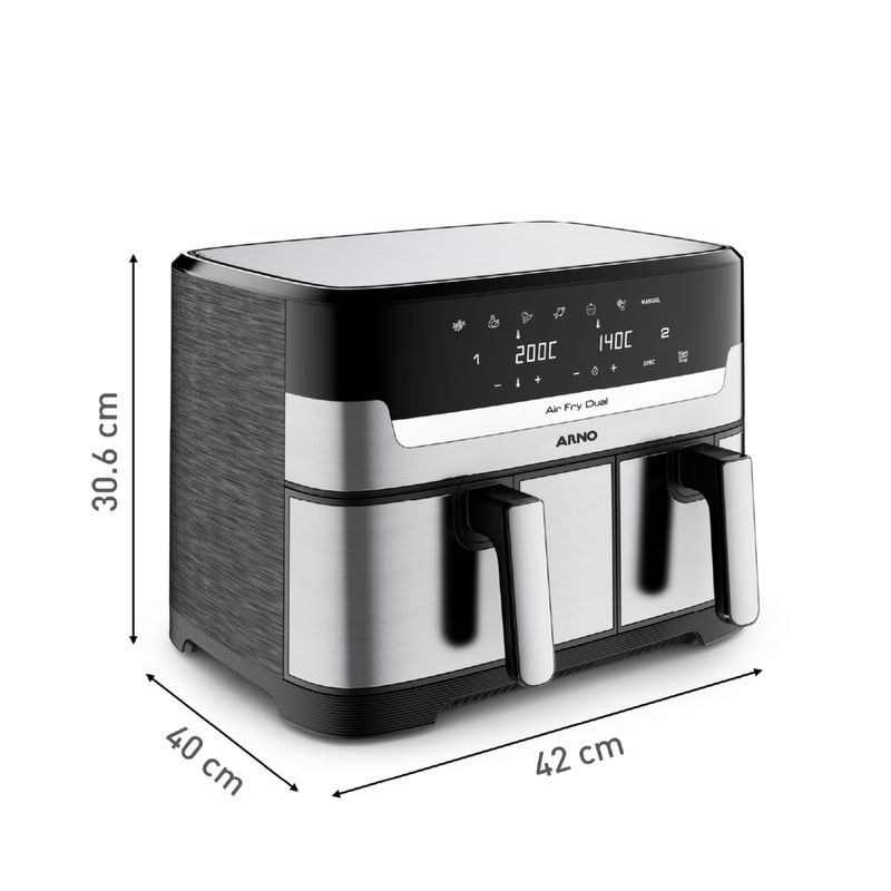 Fritadeira-sem-Oleo-Airfry-Arno-Dual-52L-31L-Inox-Digital-1800W-AFD2-127V