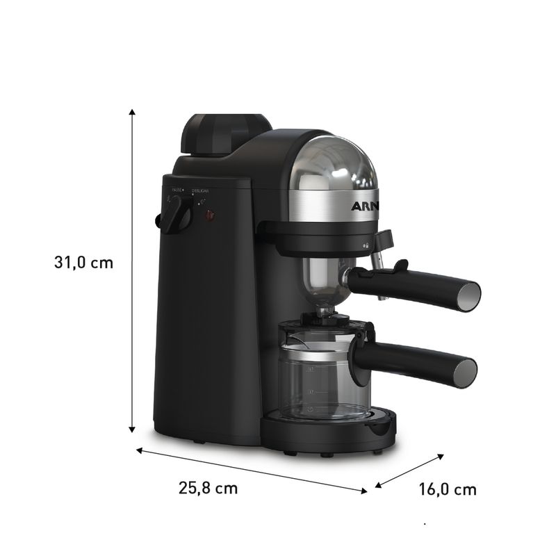 Cafeteira-Espresso-Arno-Mini-Espresso-Compacta-Inox-800W-com-bico-vaporizador-para-leite-CMME