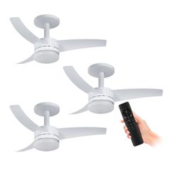 Kit 3 Ventiladores de Teto Arno Ultimate Bivolt Branco com 3 Pás e Controle Remoto VX13