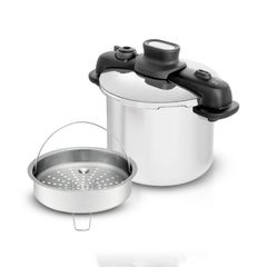 Panela de Pressão 7L Tefal Opti'Space em Inox com Fundo Triplo e Cesto de Vapor