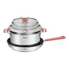 Jogo de Panelas 4 Peças Tefal Opti'space em Inox com Fundo Triplo