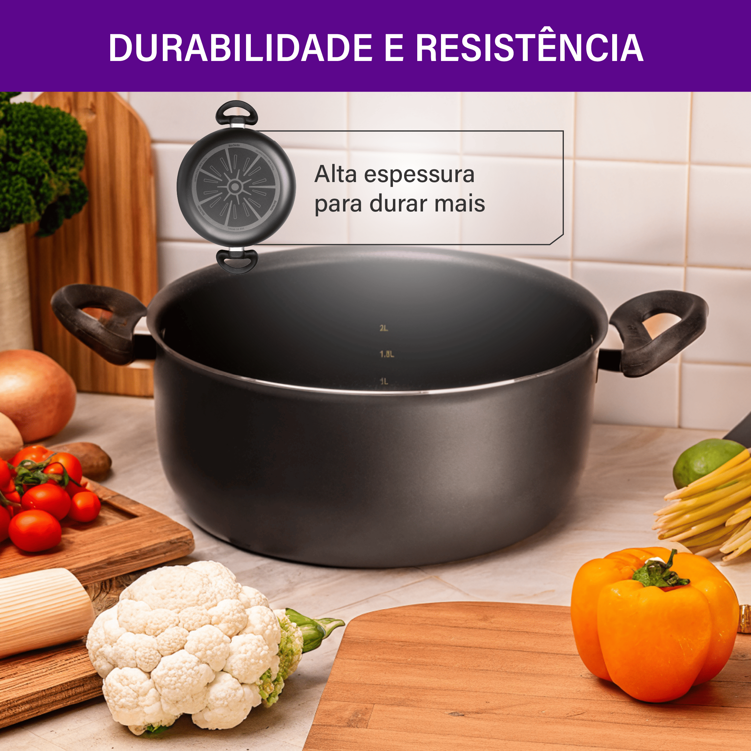 Caçarola Rochedo Robusta Grafite 20cm
