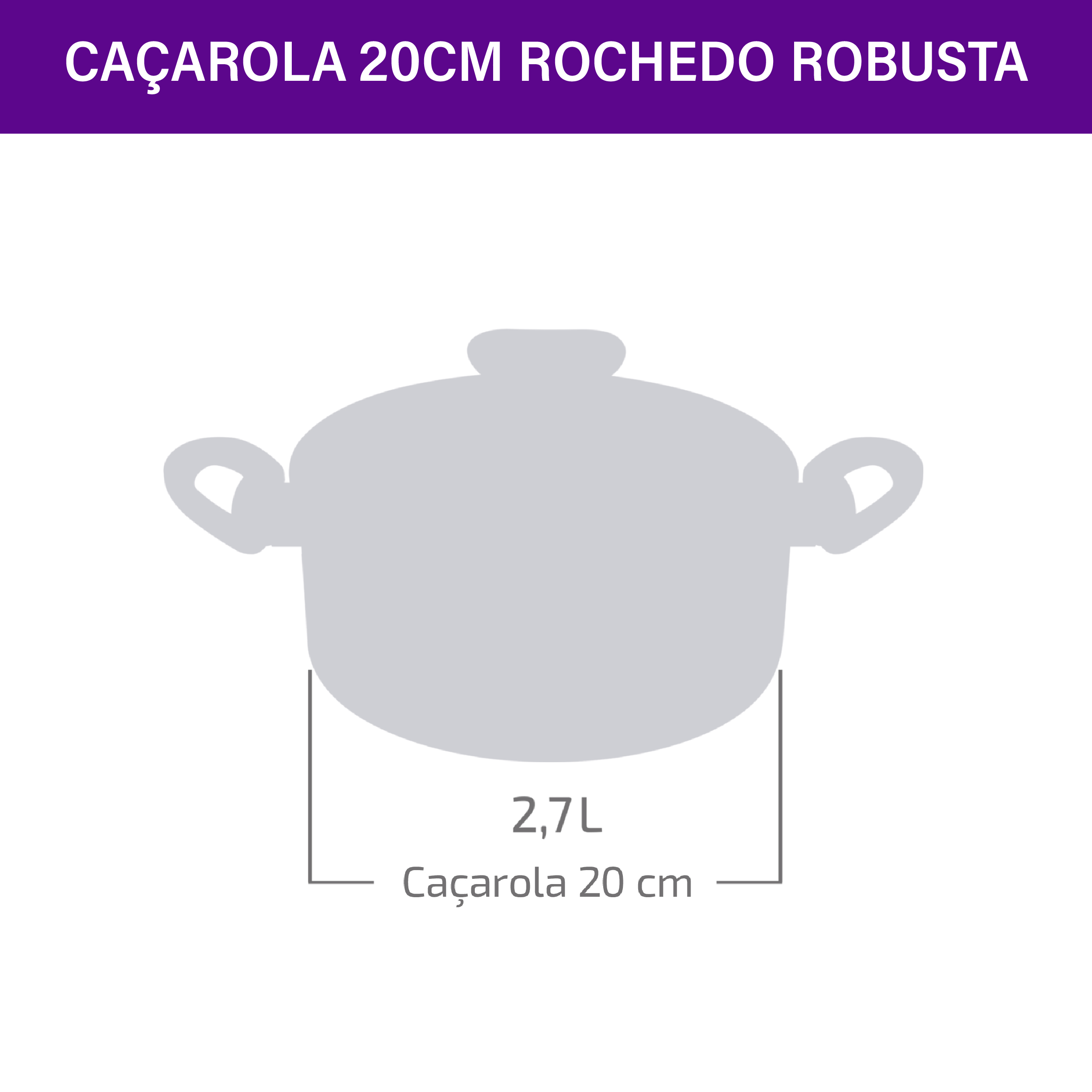 Caçarola Rochedo Robusta Grafite 20cm