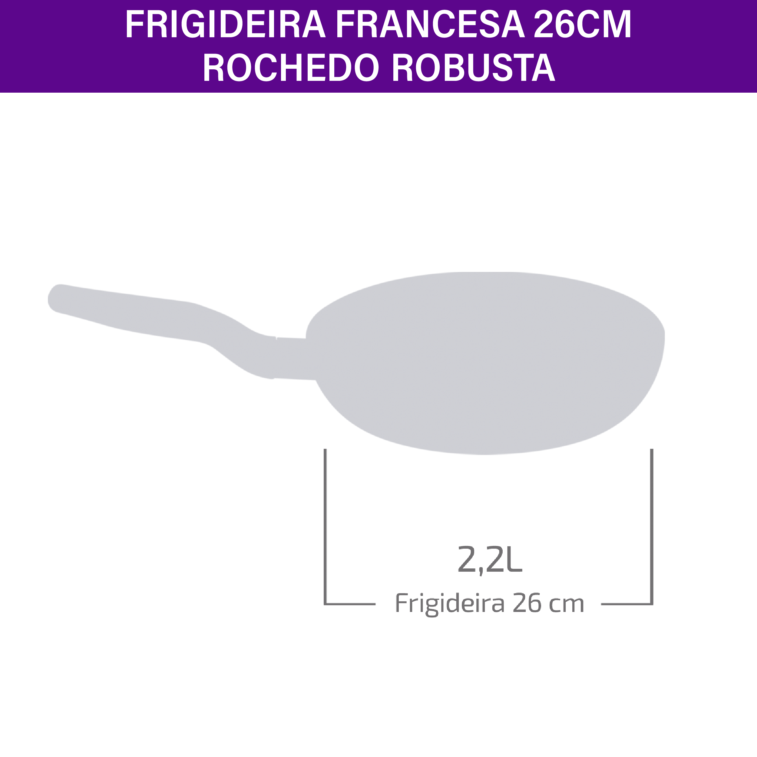 Frigideira Rochedo Robusta Grafite 26cm