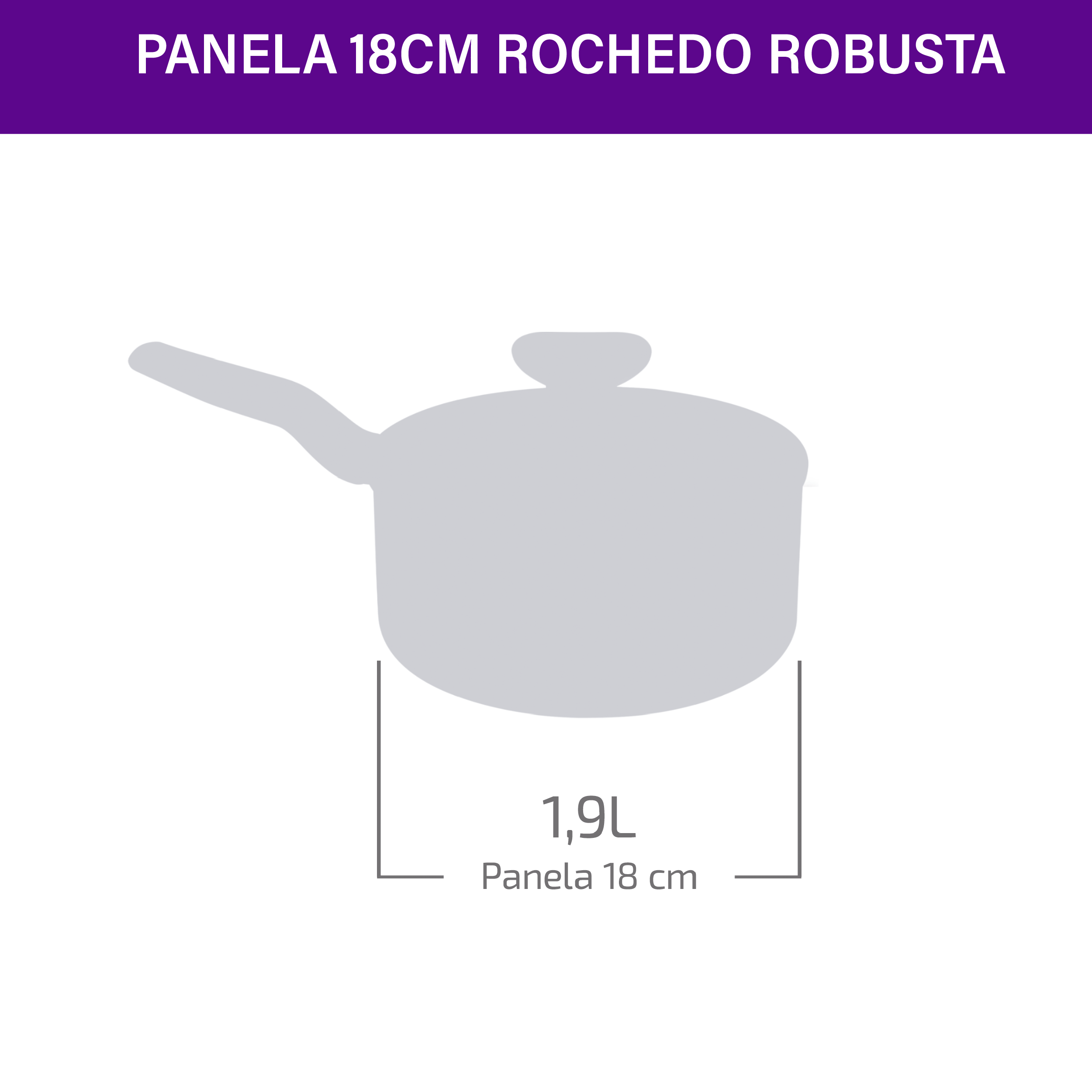 Panela Rochedo Robusta Grafite 18cm