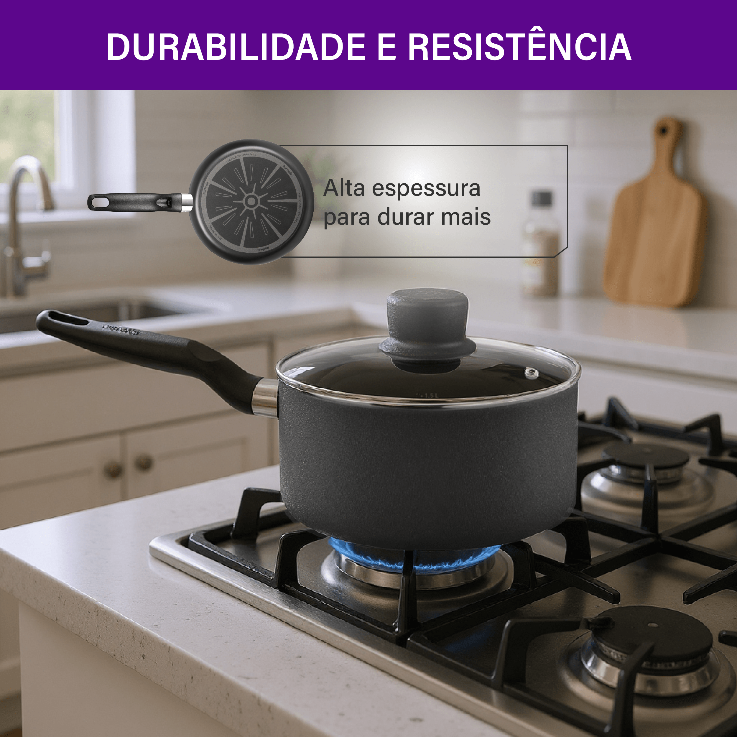Jogo de Panelas Rochedo Robusta Grafite 5 Peças