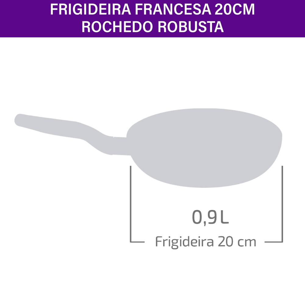 Frigideira Rochedo Robusta Grafite 20cm