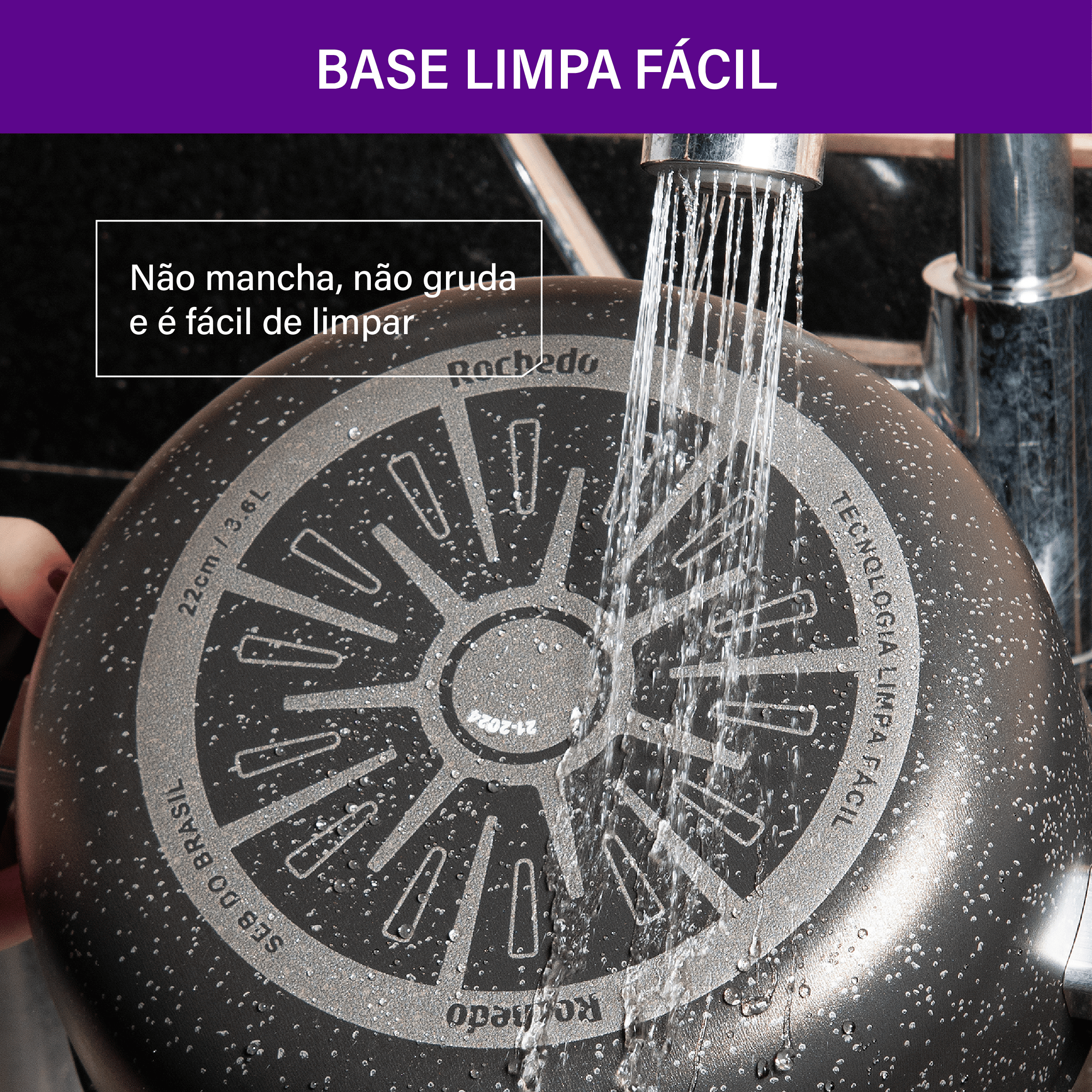 Frigideira Funda Rochedo Stone Pro 24cm