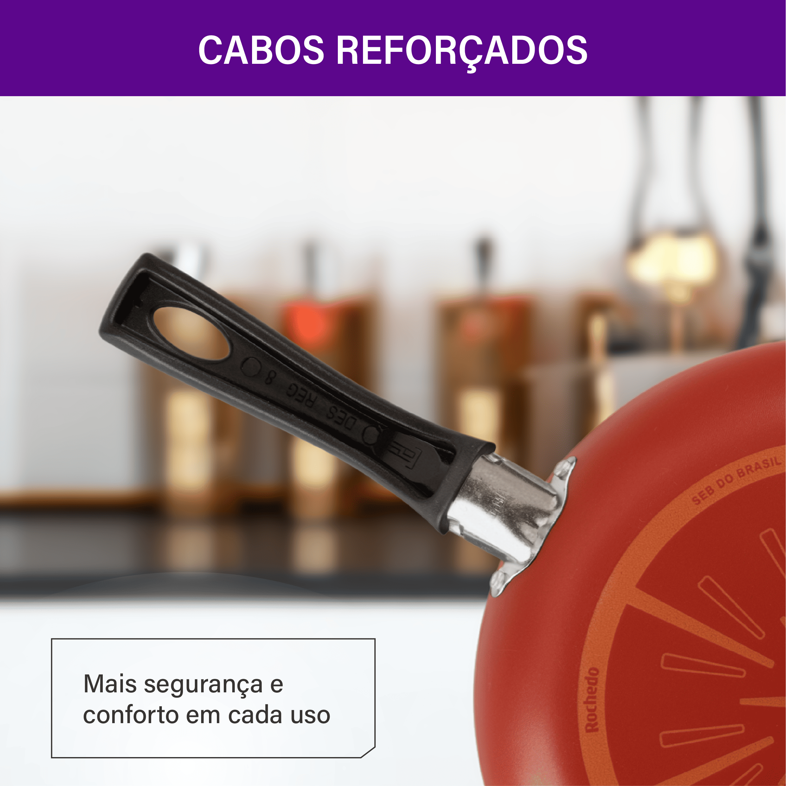 Frigideira Rochedo Facilita Vermelho 30cm