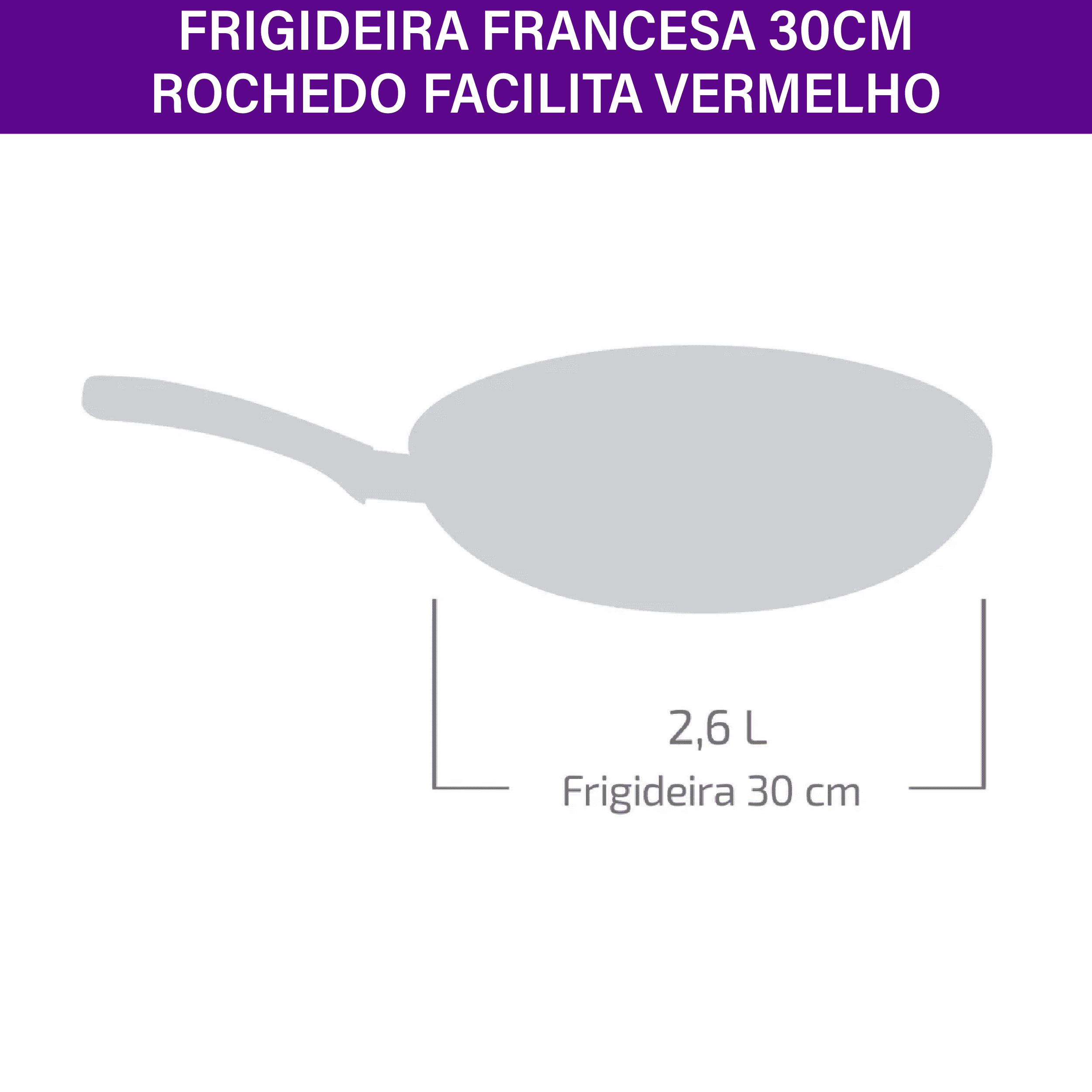 Frigideira Rochedo Facilita Vermelho 30cm