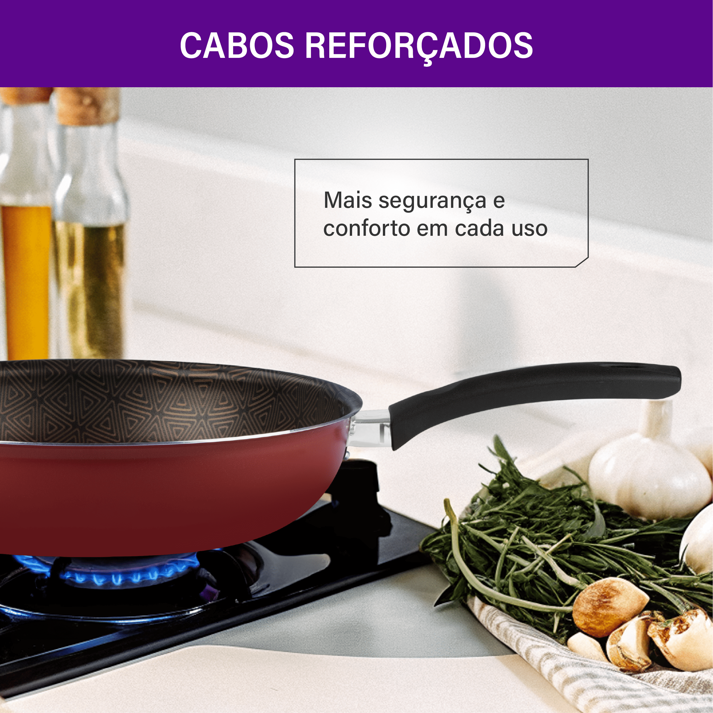 Frigideira Wok Rochedo Facilita Vermelho 24cm