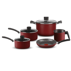 Jogo de Panelas Rochedo Facilita Vermelho 5 Peças