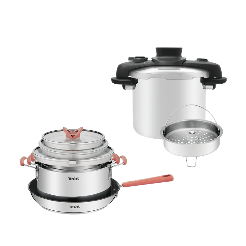 Kit Tefal Opti'Space: Panelas + Panela de Pressão Inox | Tefal