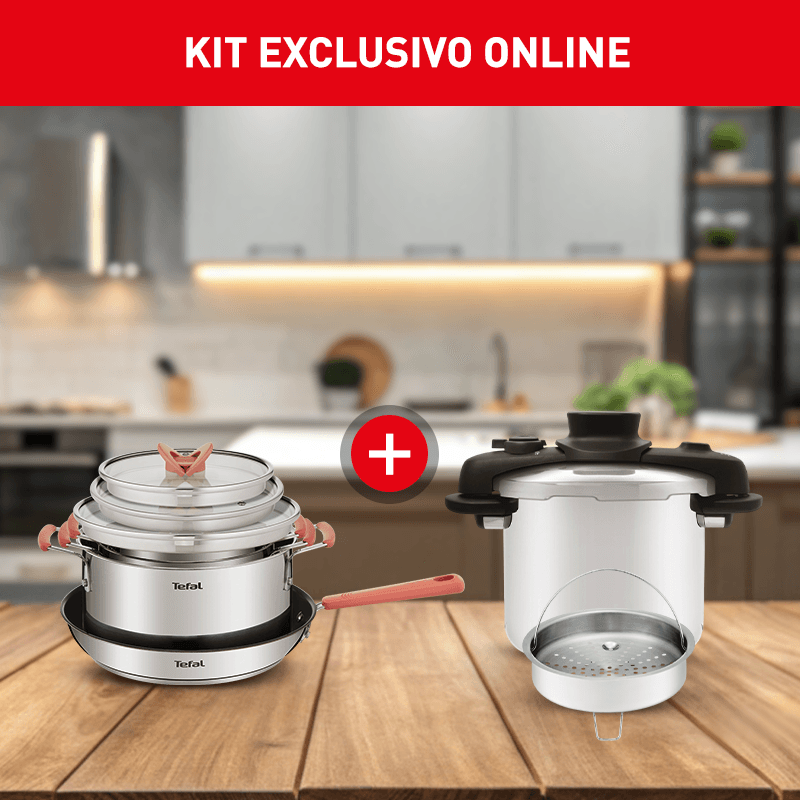 Kit Tefal Opti'Space: Panelas + Panela de Pressão Inox | Tefal
