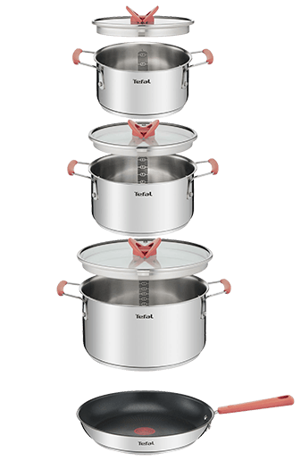 Sa!nt×N!ght×tr!ck フェネル Jogo de Panelas 4 Peças Tefal Opti'space em Inox com Fundo Triplo
