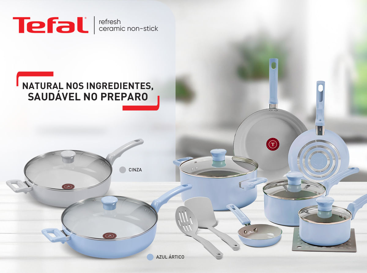 familiar 80cm 3点セット Jogo de Panelas Tefal Refresh Ceramic Cinza | Tefal