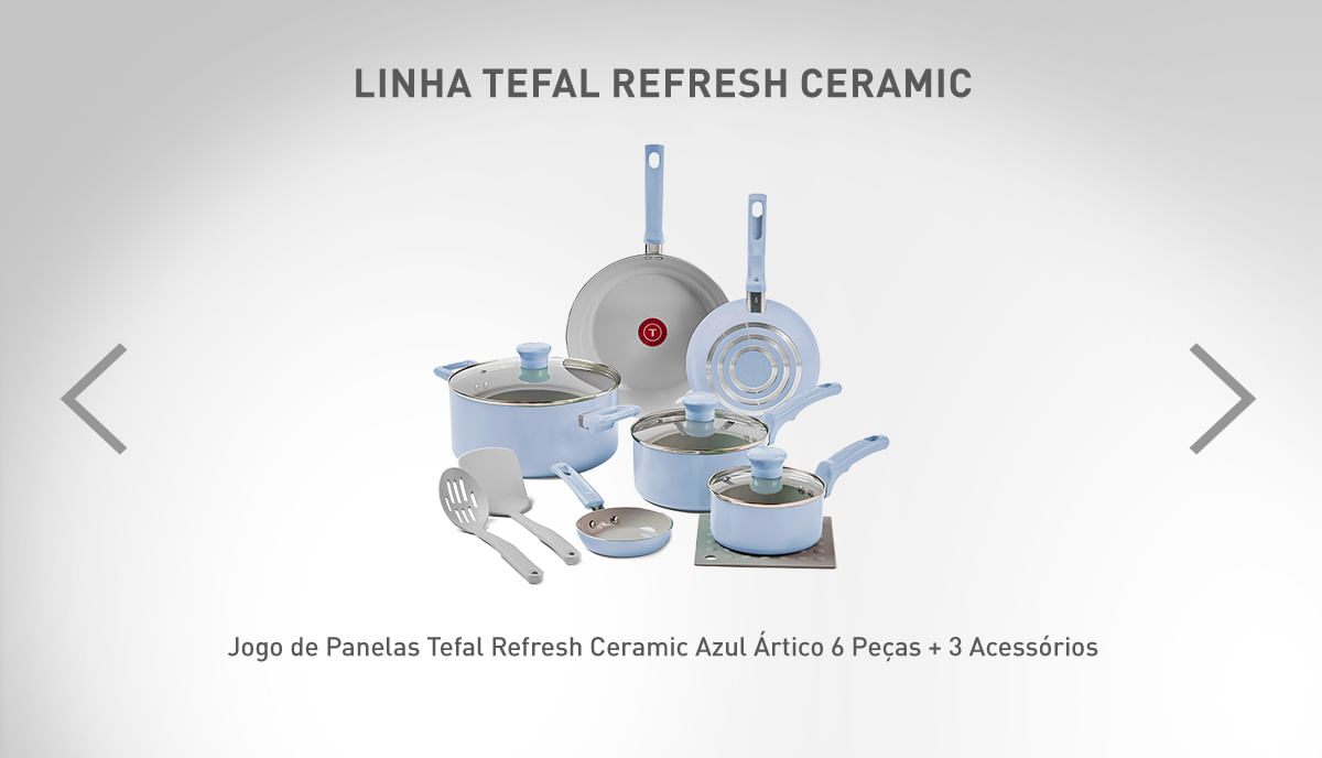Jogo de Panelas Tefal Refresh Ceramic Cinza | Tefal